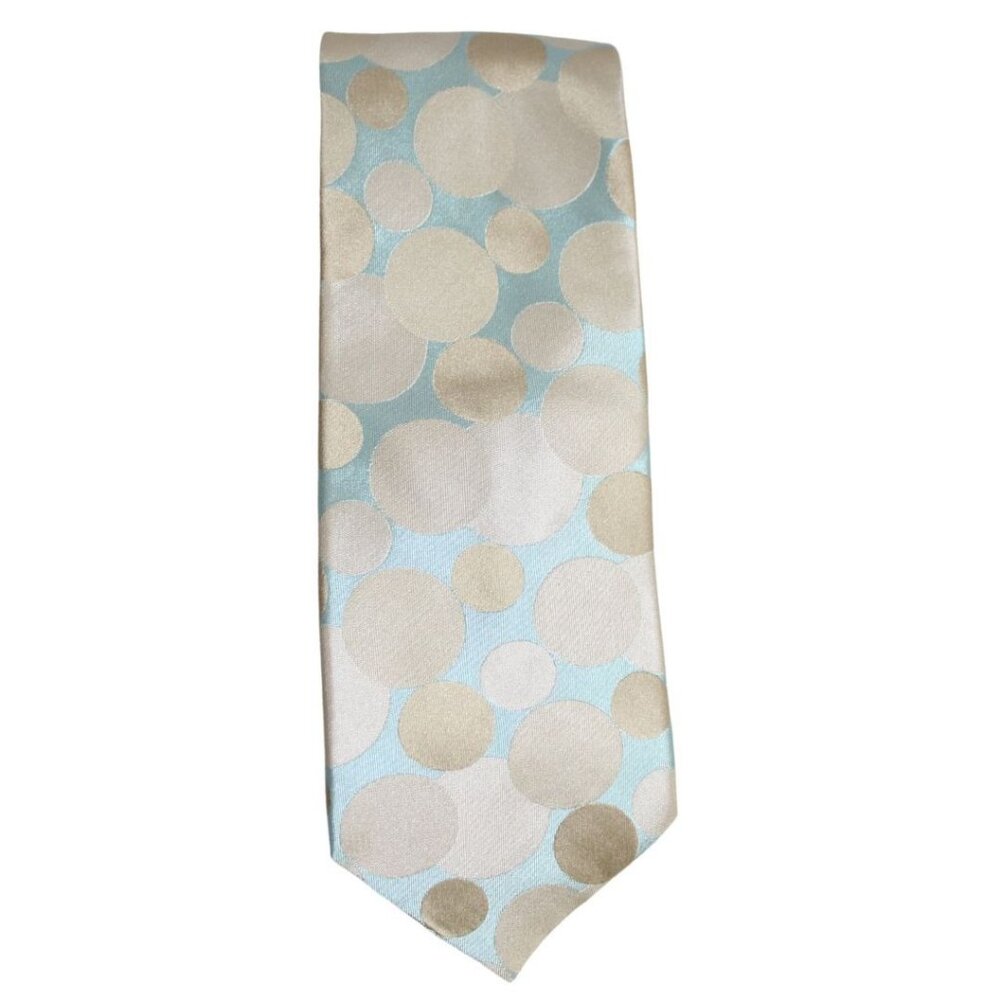 Ted Baker London 100% Silk Tie |  Mint Green & Gold Beige Polka Dot